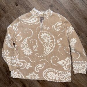 Chico’s • Buttery Soft Paisley 3D 1/4 Zip Sweater